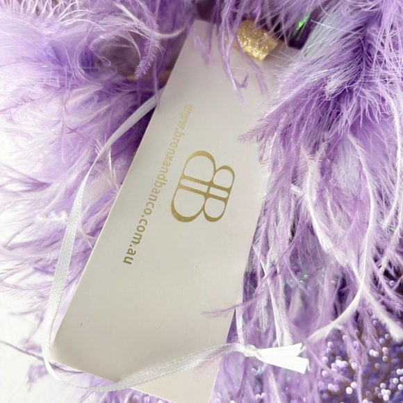 Bronx and Banco Lulu Sequin Glitter Feather One Shoulder Dress Purple Small - Picture 6 of 10